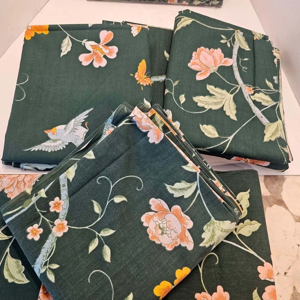 Fieldcrest Empress Garden Full Sheet Set 11pc Lot Vintage Green Floral Butterfly